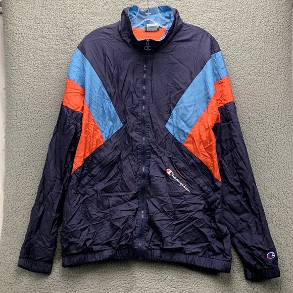 Champion Other - Champion Track Jacket Men’s XL Full Zip Nylon Colorblock Retro Athletic Navy